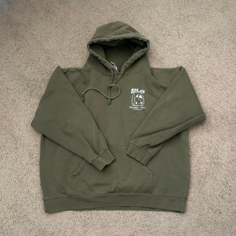 Lola's Mexican Market Deli Carlsbad California green hoodie